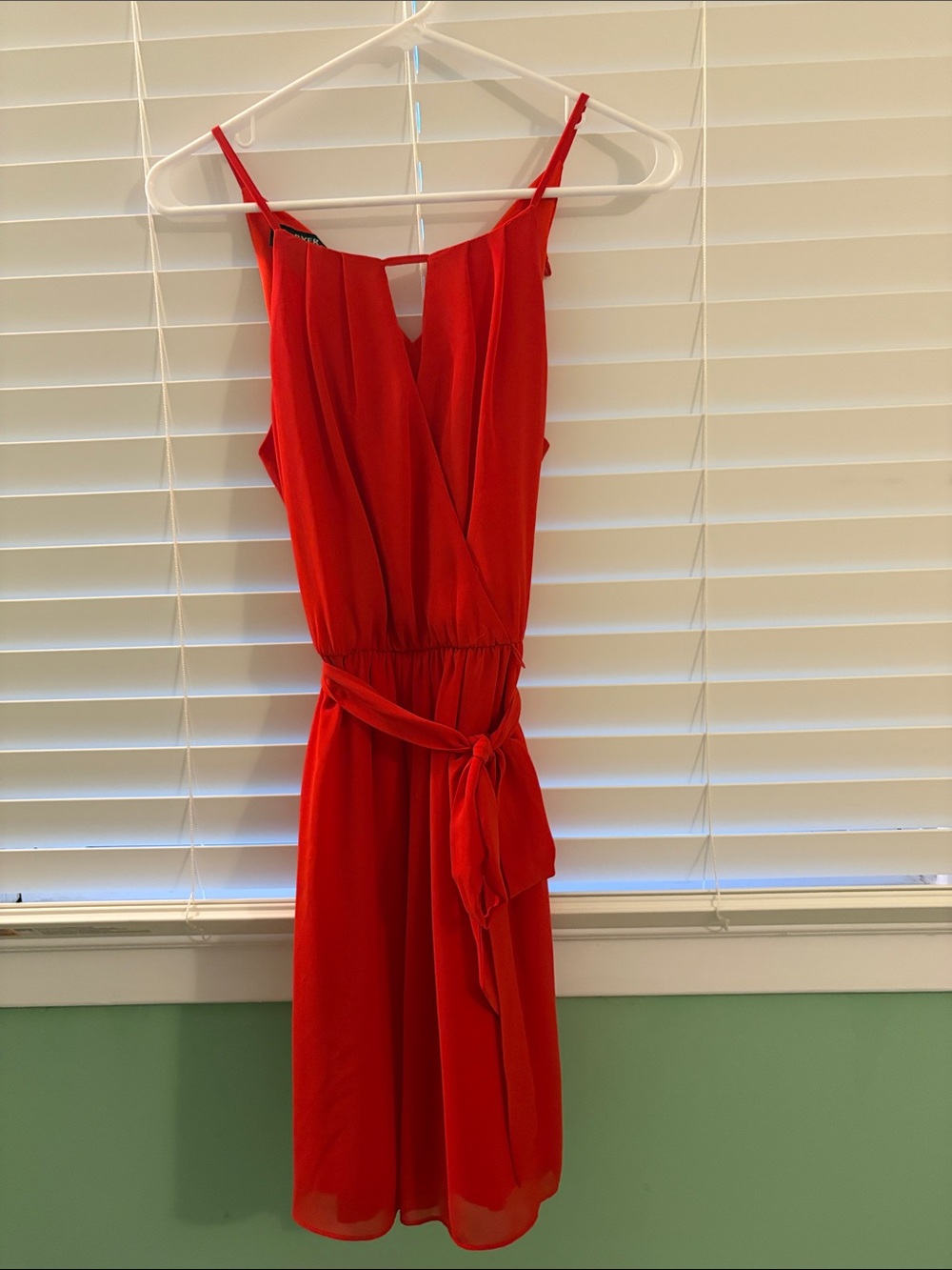 A. Byer Vibrant Red Sleeveless Wrap-Front Midi Dress